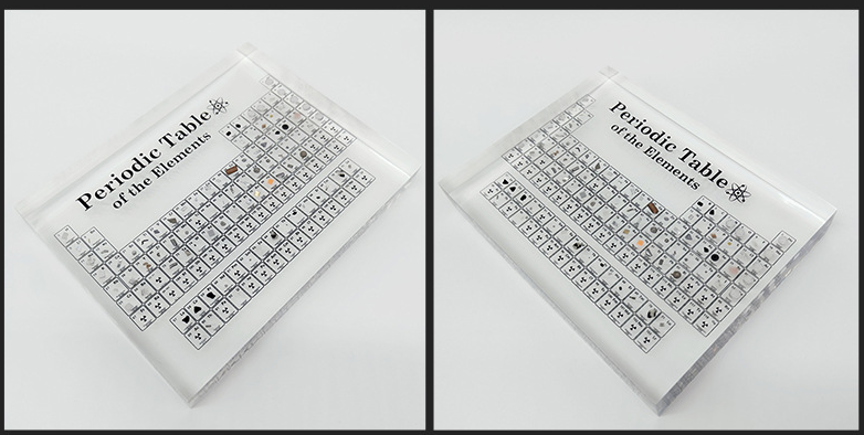 Physik Periodensystem mit echten Elementen im Inneren, Acryl-Periodensystem anzeige mit 83 Echt Element Proben, Perioden system der Elemente