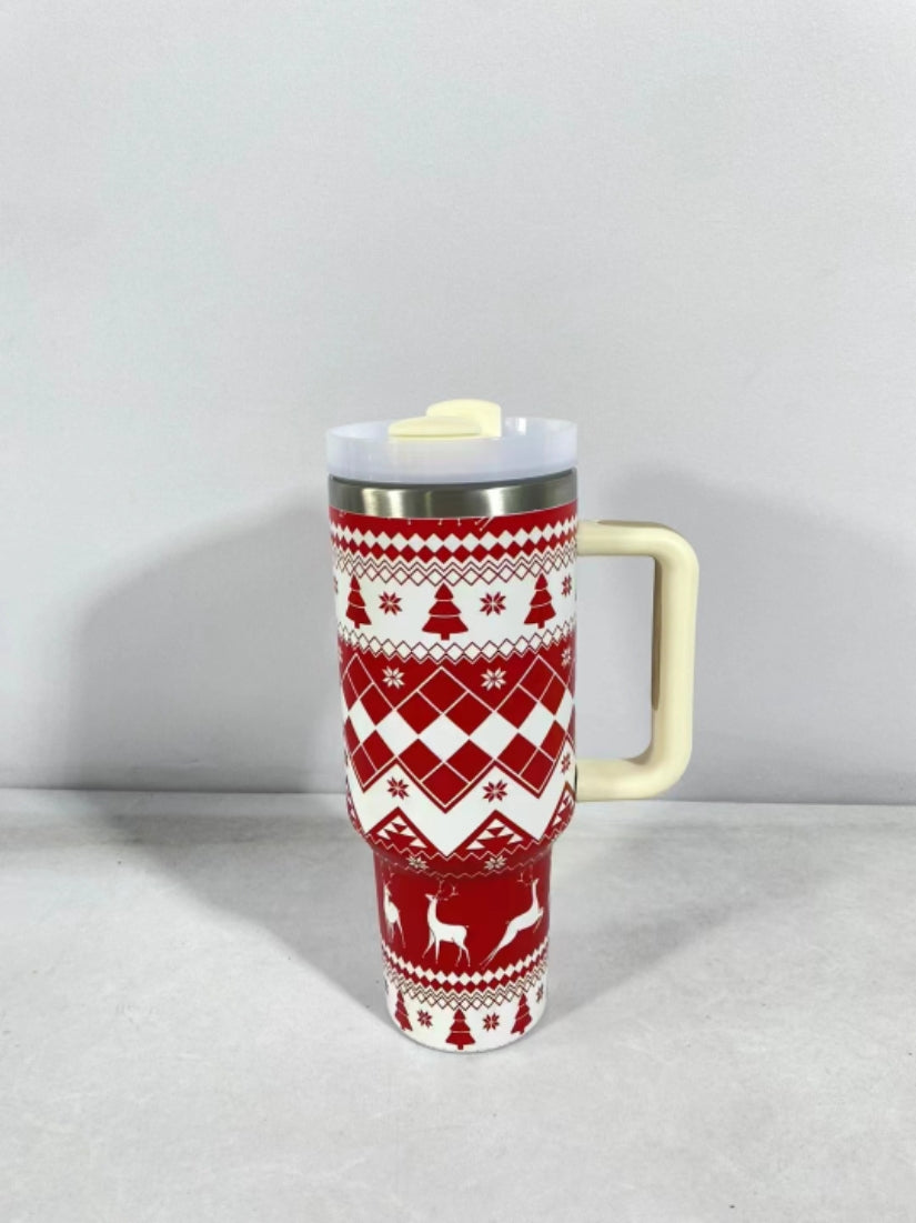 Weihnachts Edelstahl Vakuum Thermobecher mit Griff 1200ml