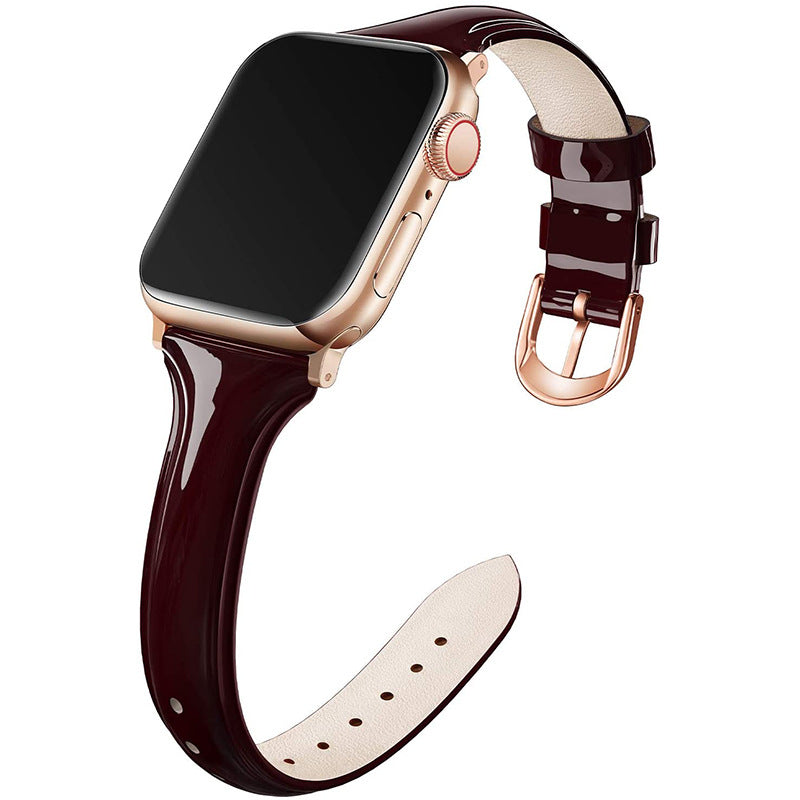 Geeignet für Apple 6 SE Strap Smartwatch Glänzend Leder Strap