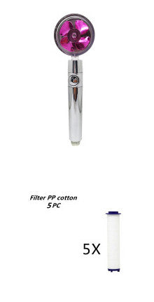 Propellergetriebener Duschkopf mit Stoptaste und Baumwollfilter, Hochdruck Handbrause mit Turbolader