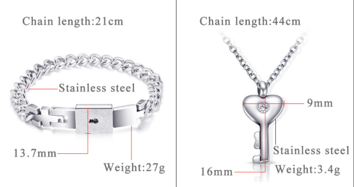 Unisex bracelet with necklace for couples