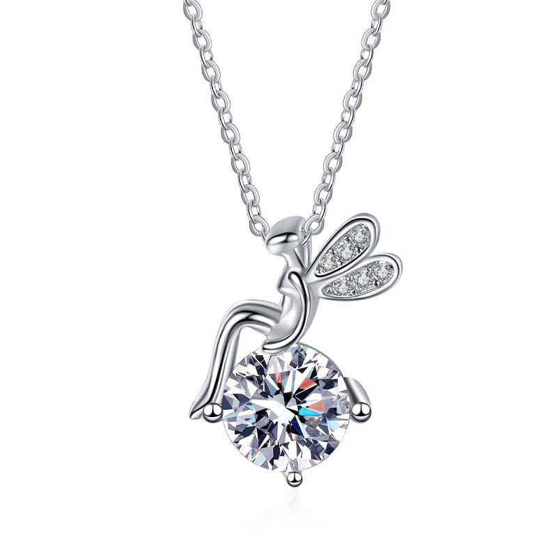 Moissanite 925 Sterling Silber FARCENT Halskette "Blumenfee" für Damen