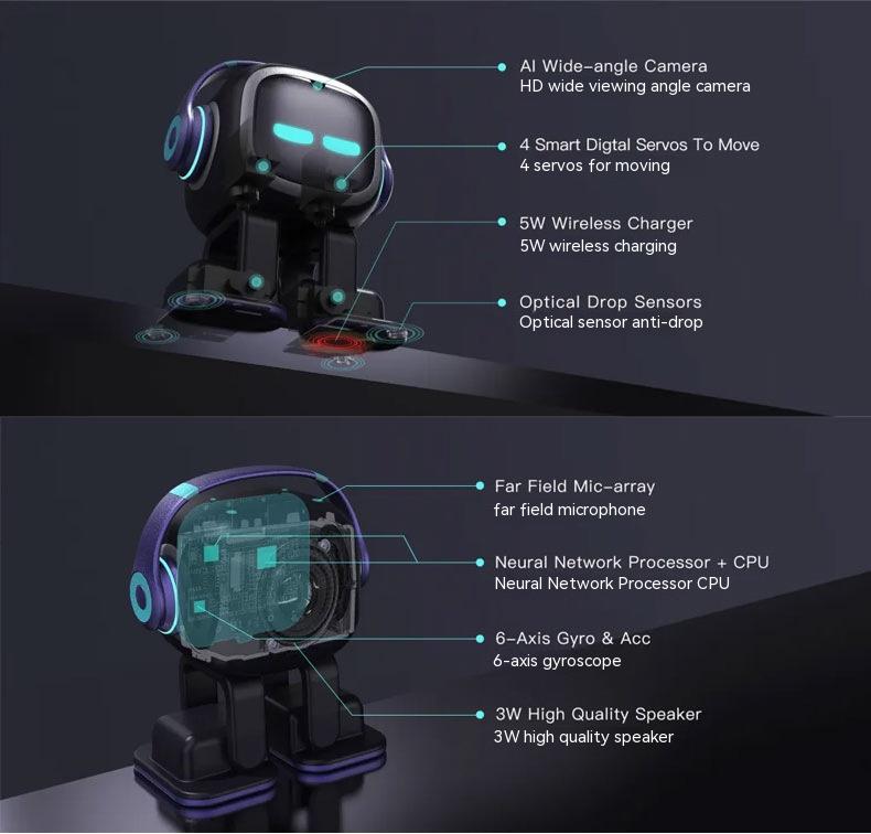 Emo Roboterspielzeug Desktop-Spracherkennung Emotion Ai-Kommunikation Intelligente interaktives elektronisches Haustier