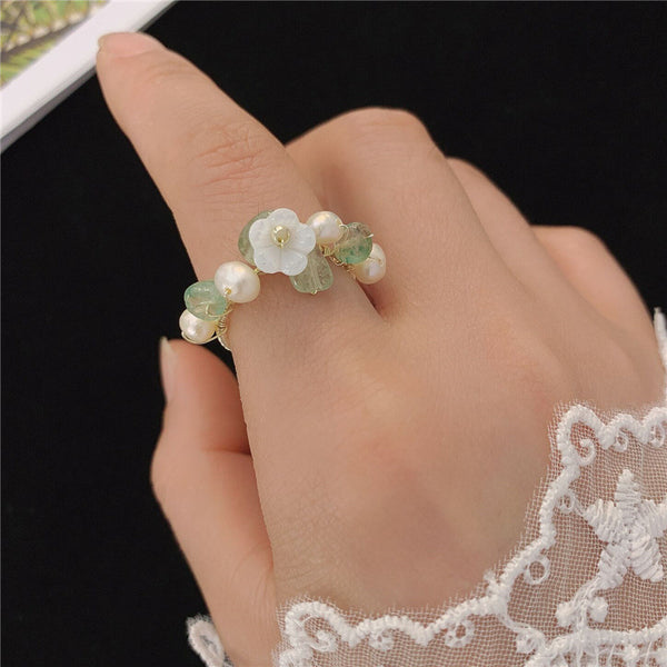 Damen Modeschmuck Muschel Blumen Ring