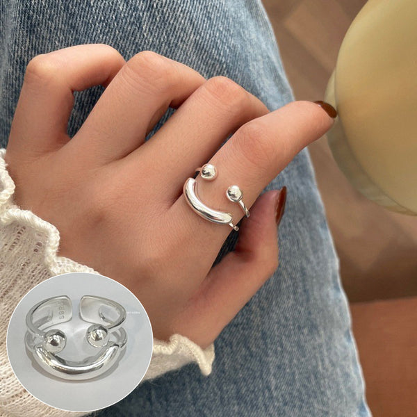 Modeschmuck Öffnungsring, Smiley-Gesicht, Unisex, niedliches glückliches Gesicht, verstellbar