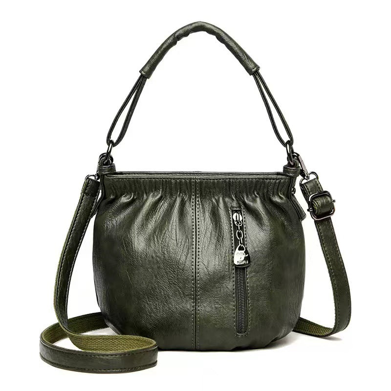 Retro Plissee Design Bucket Bag All-Match Umhängetaschen für Damen