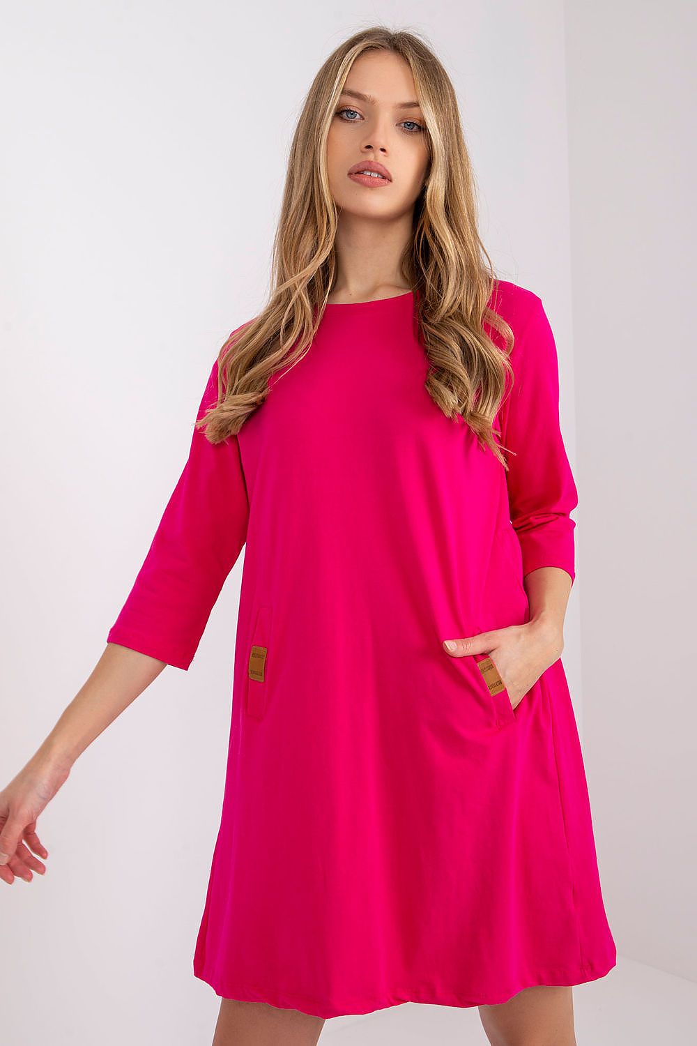 Damen A-Linie Alltagskleid mit 3/4-Ärmel von Relevance pink