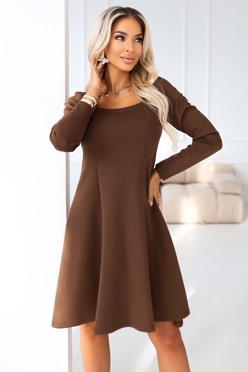 Damen Alltagskleid Minikleid von Numoco braun