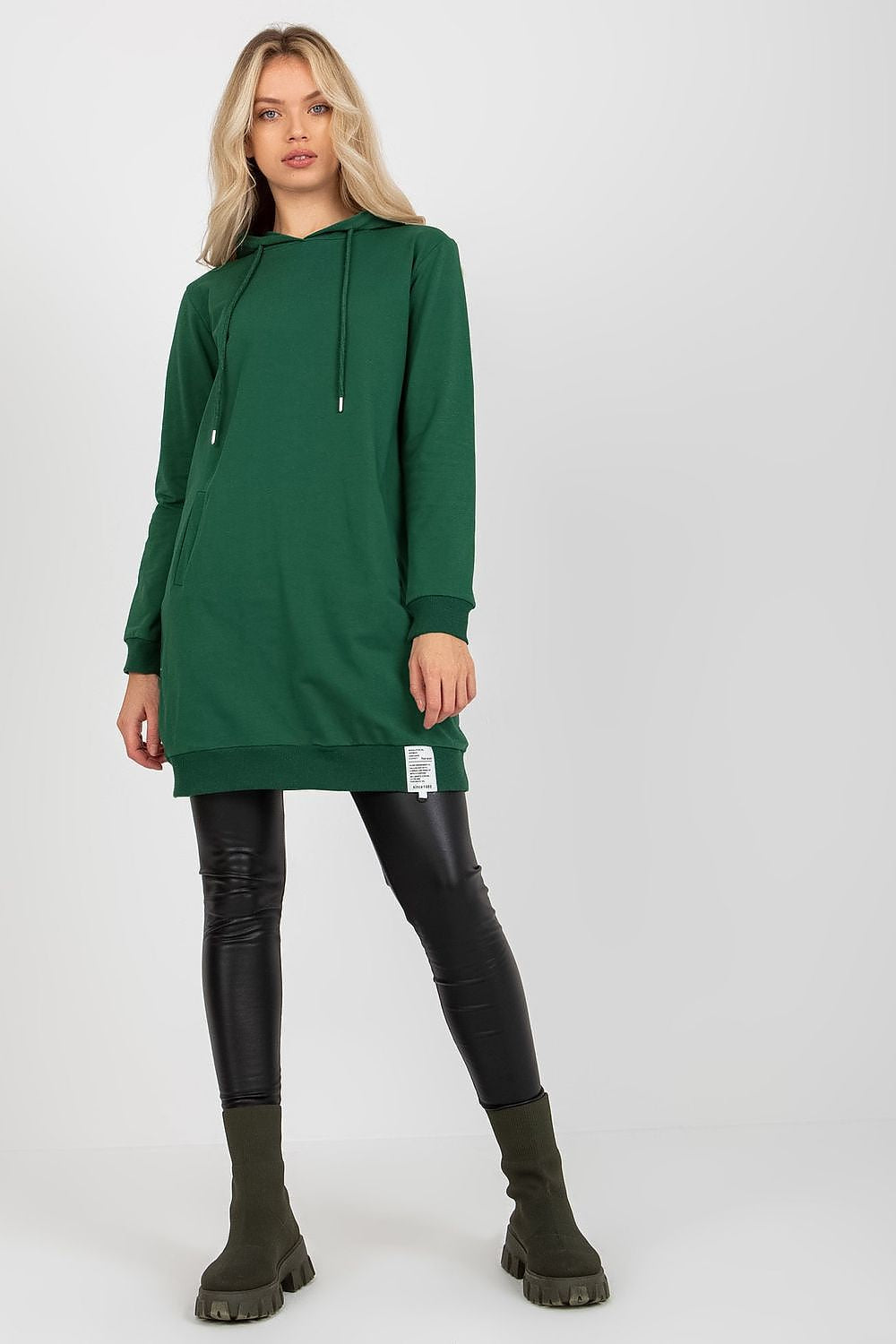 Damen Alltagskleid Sweatshirt Kleid mit Kapuze von Relevance grün