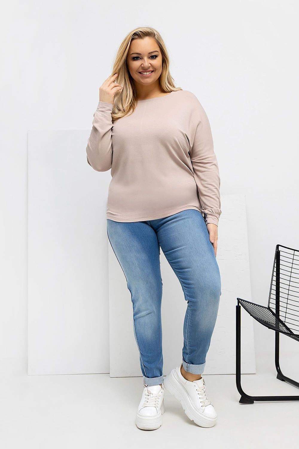 Damen Basic Plus-Size Shirt von Relevance beige Vorne
