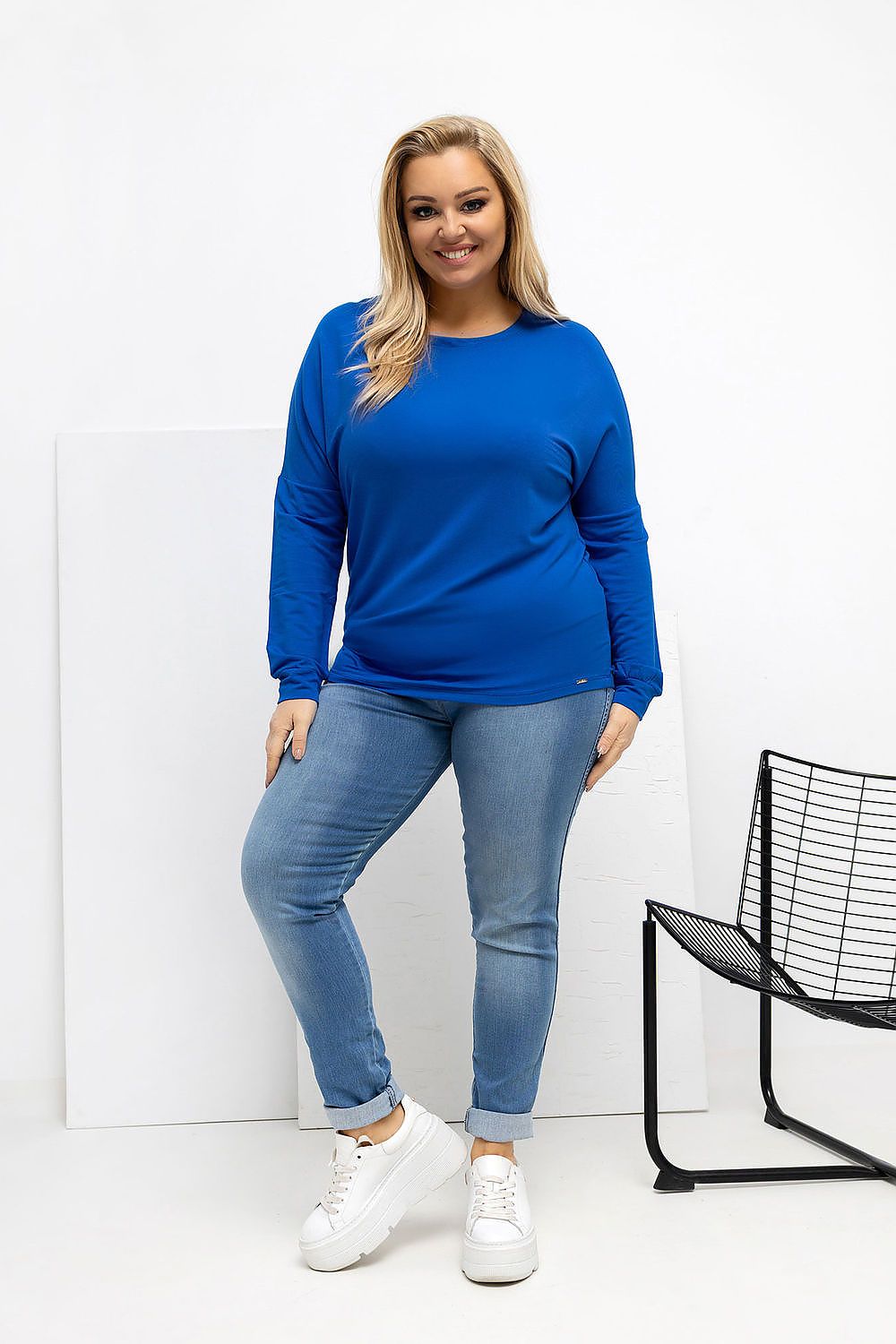 Damen Basic Plus-Size Shirt von Relevance dunkelblau Vorderseite