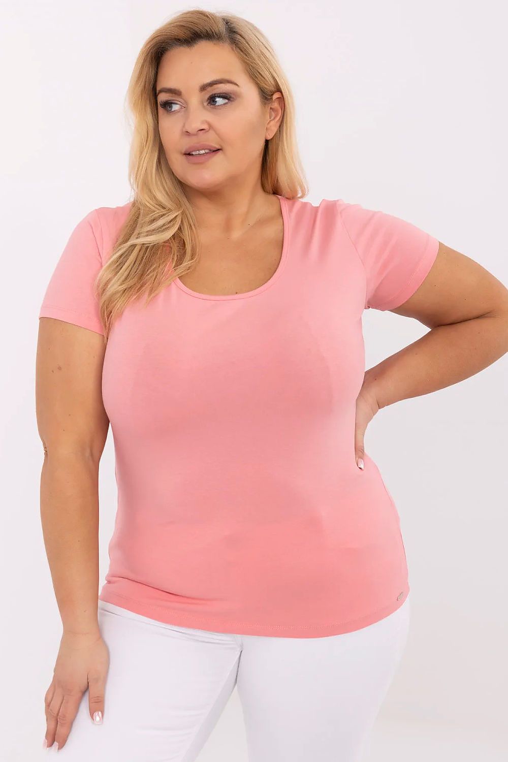 Damen Baumwolle Basic T-Shirt Plus-Size von Relevance rosa
