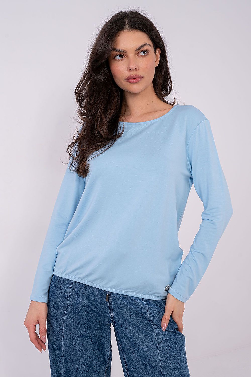 Damen Casual langarm  Shirt von Relevance blau Vorderseite
