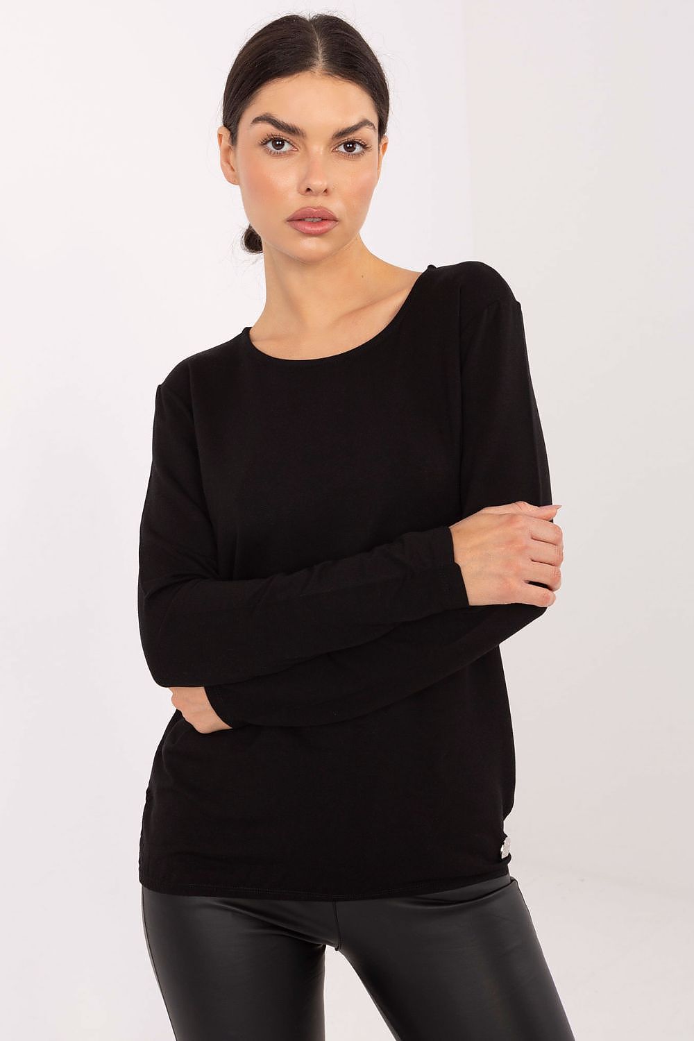 Damen Casual langarm  Shirt von Relevance schwarz Vorderseite