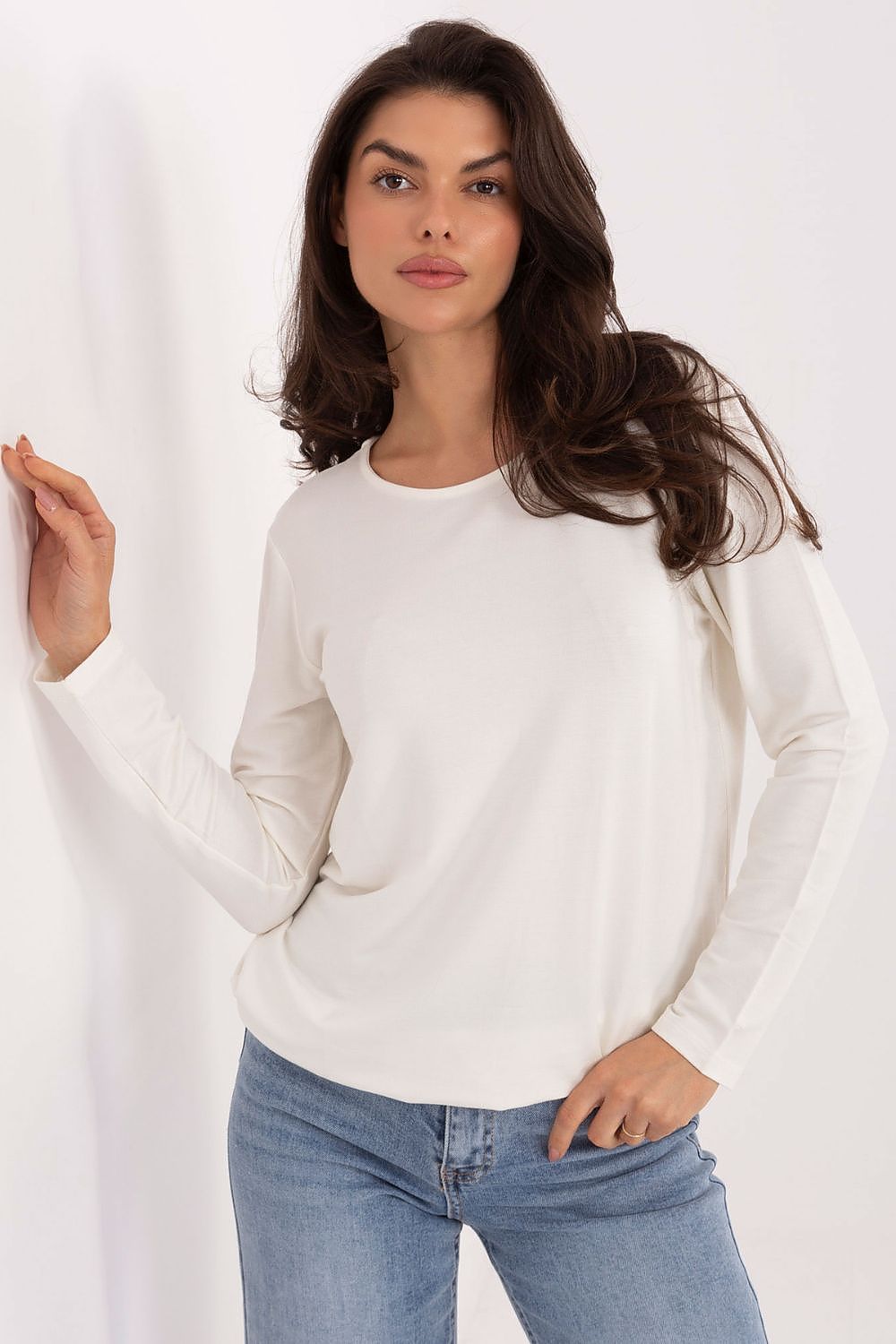 Damen Casual langarm  Shirt von Relevance weiß Vorderseite