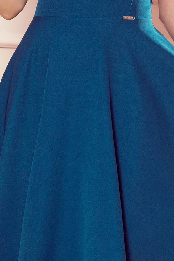 Damen Cocktailkleid mit herzförmigen Ausschnitt von Numoco türkis Detail