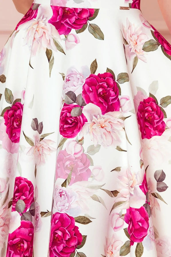 Damen Cocktailkleid mit herzförmigen Ausschnitt von Numoco weiß Detail