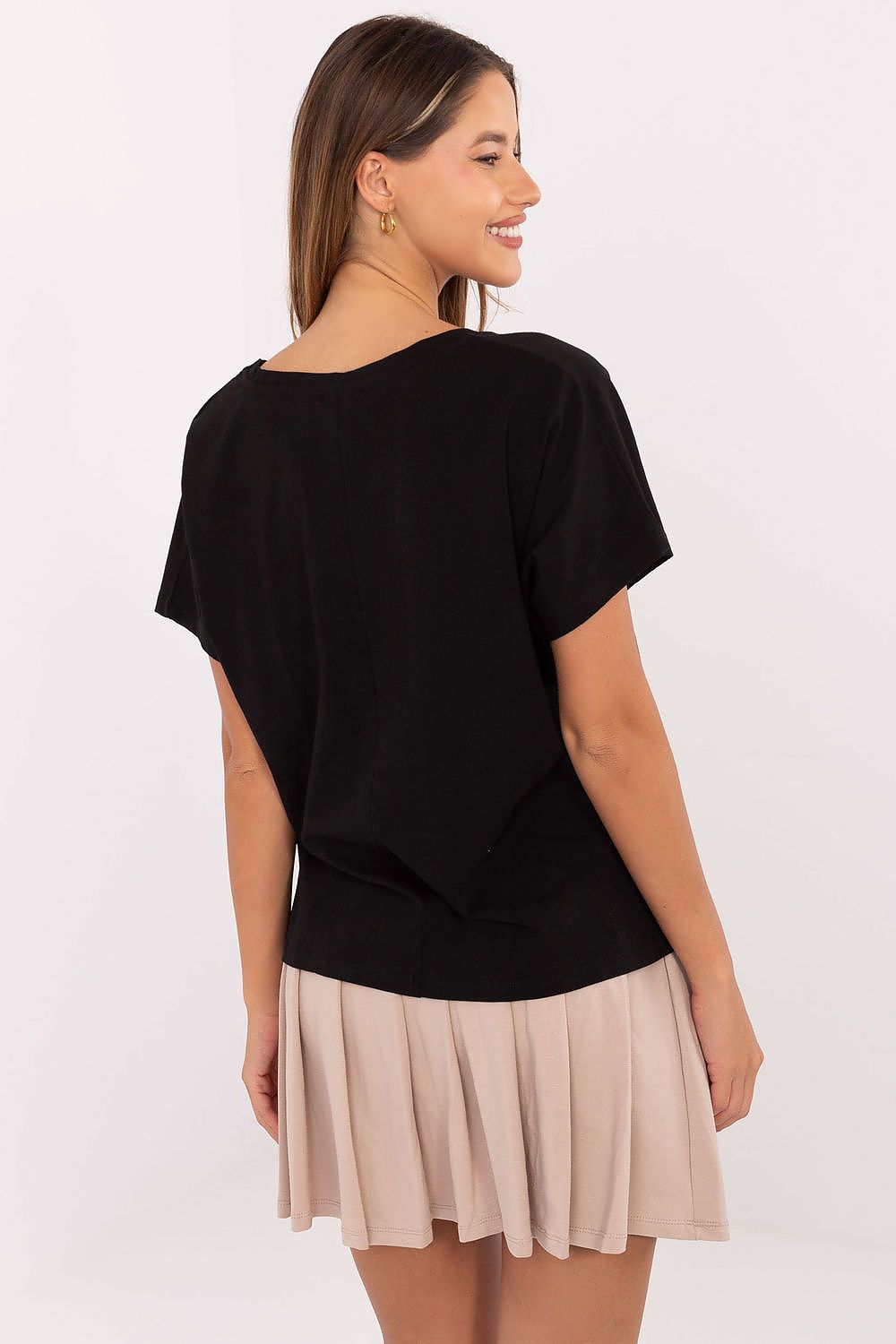 Damen Falten Rock & T-Shirt Set beige/schwarz von Relevance beige schwarz Rückseite