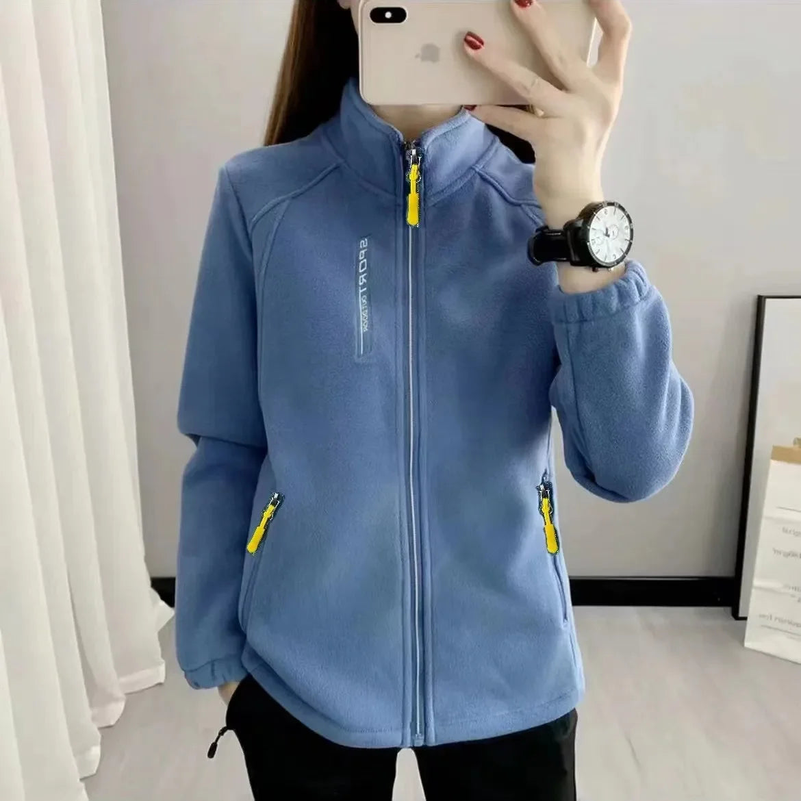 Damen Fleece Jacke warm lässig Outdoor Sportswear Wandern