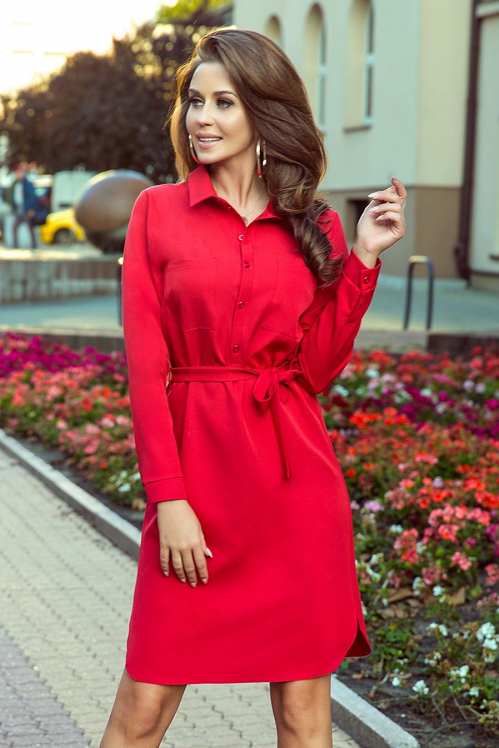 Damen Hemdkleid von Numoco rot