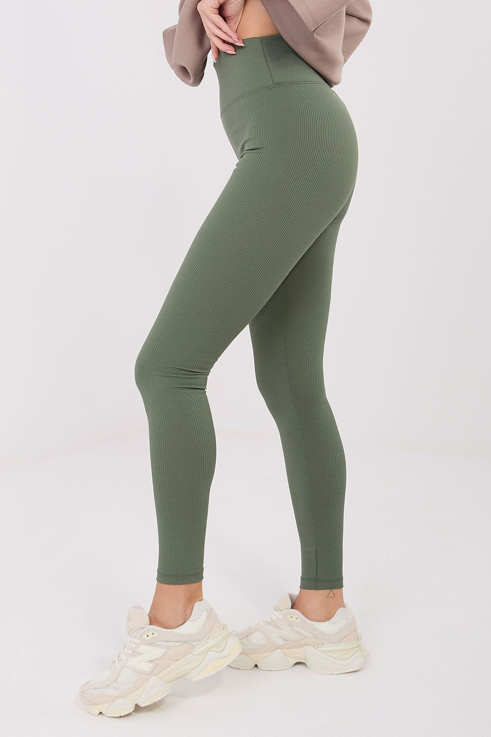 Damen High-Waist Leggings, Gerippt für Sport & Alltag von Relevance grün