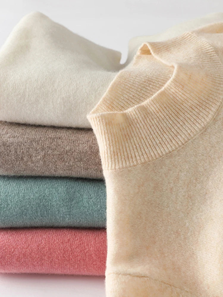  Damen Kaschmir Touch Pullover mit hohem Kragen