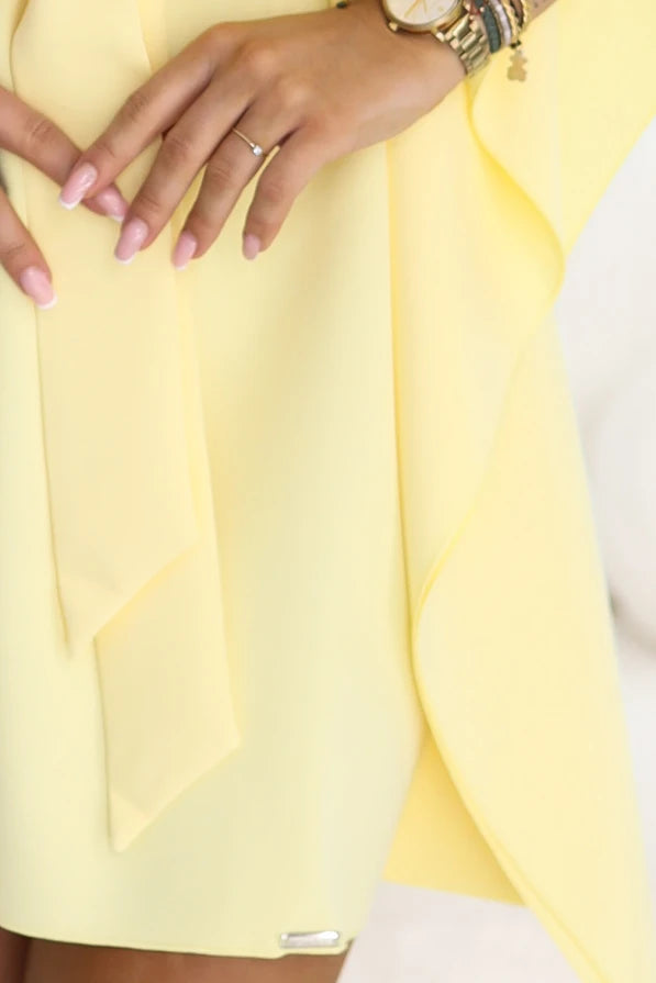 Damen Kleid Schmetterlingskleid Sofia von Numoco Ausschnitt gelb