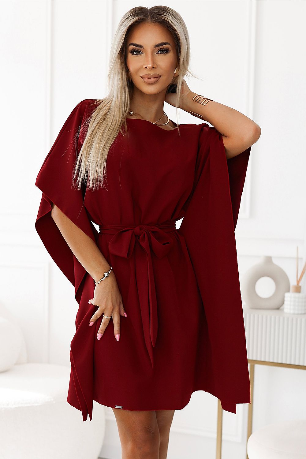 Damen Kleid Schmetterlingskleid  Sofia von Numoco weinrot_2