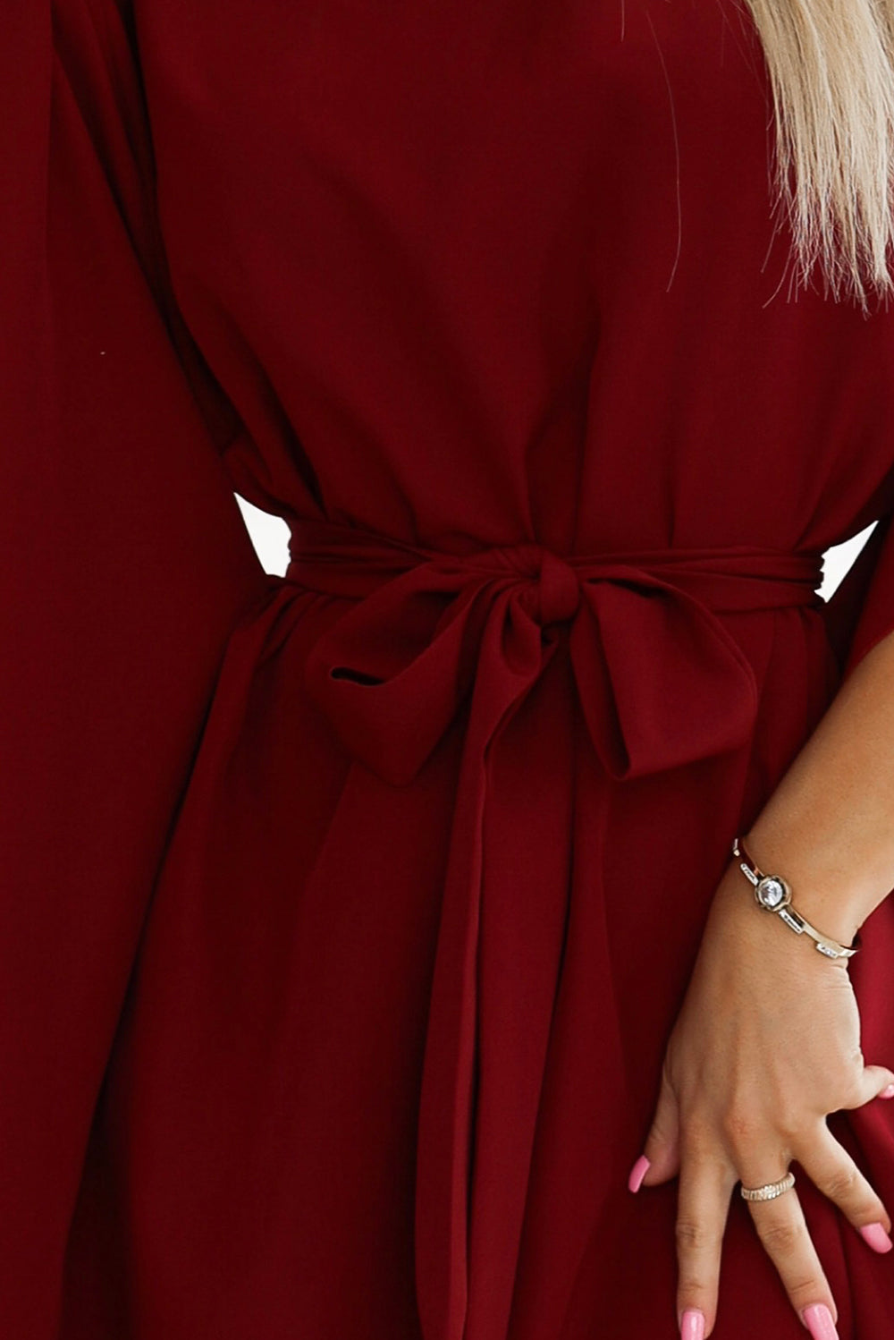 Damen Kleid Schmetterlingskleid Sofia von Numoco weinrot Ausschnitt