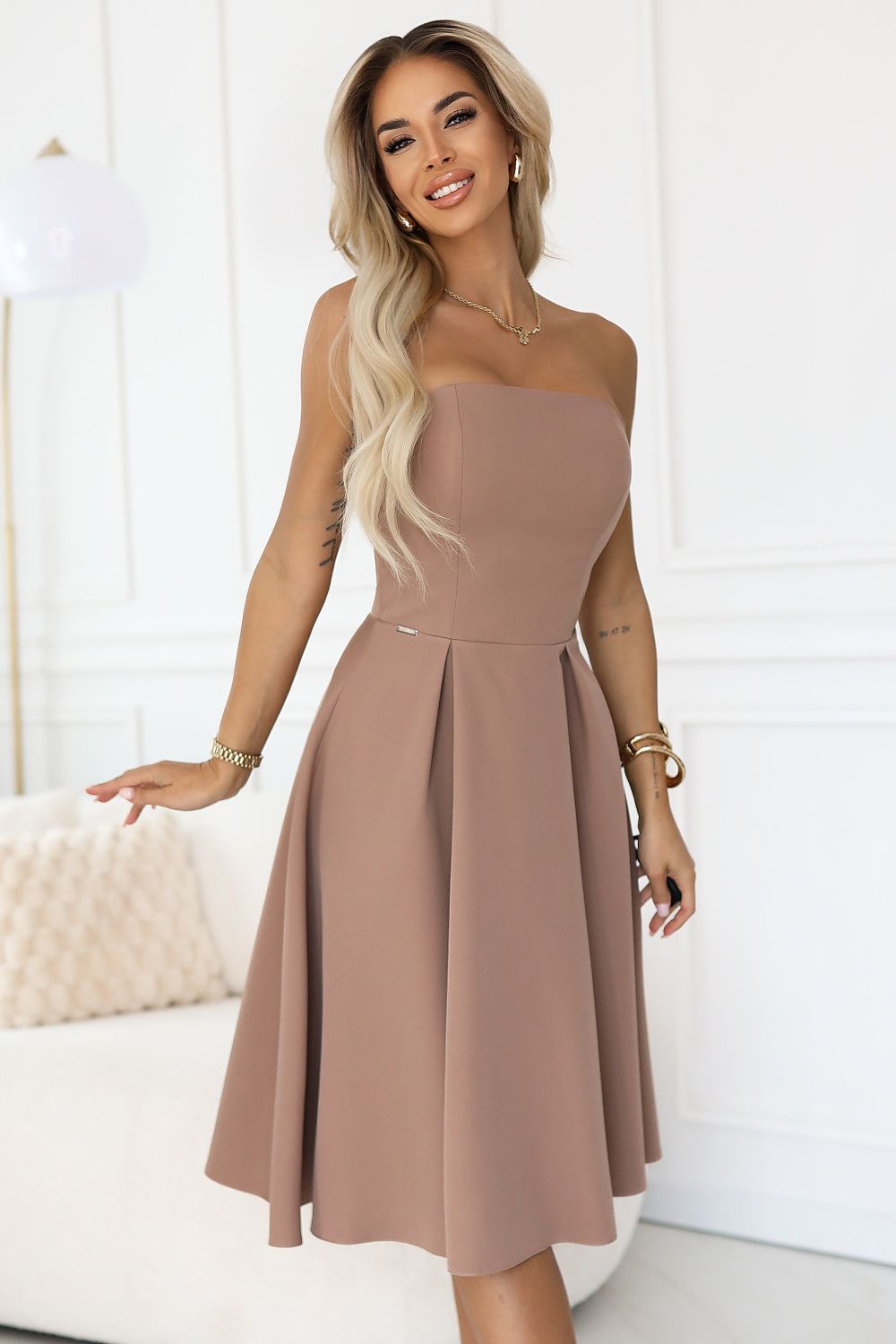 Damen Korsett Cocktailkleid Abendkleid von Numoco braun