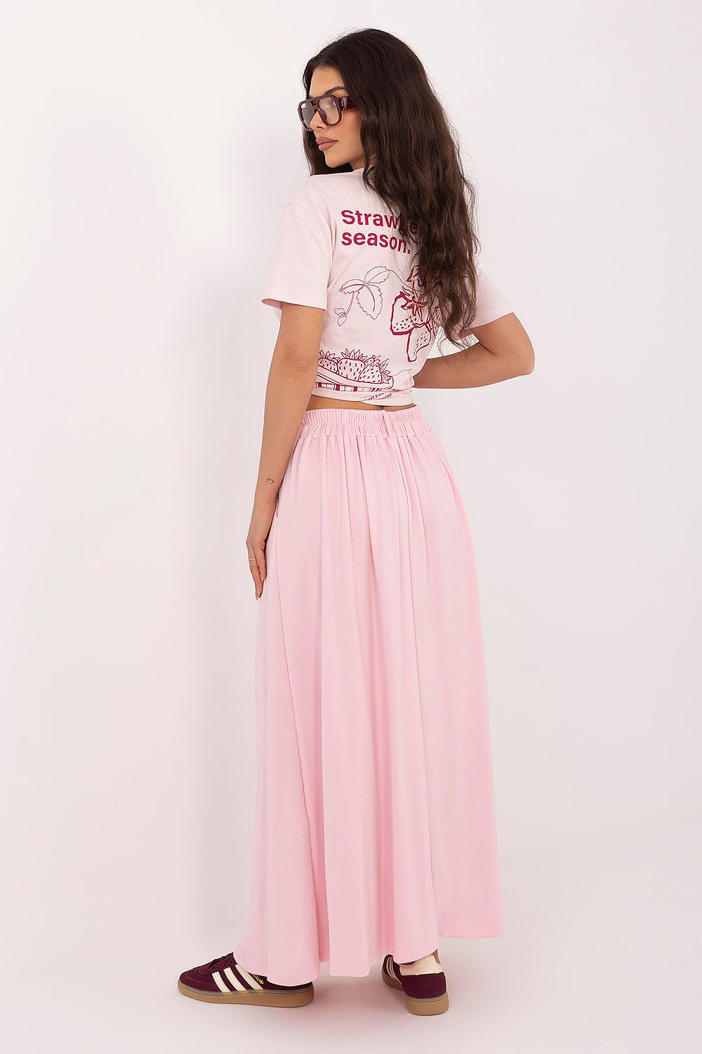 Damen Langer Rock mit Seitentaschen von Relevance rosa Rückseite
