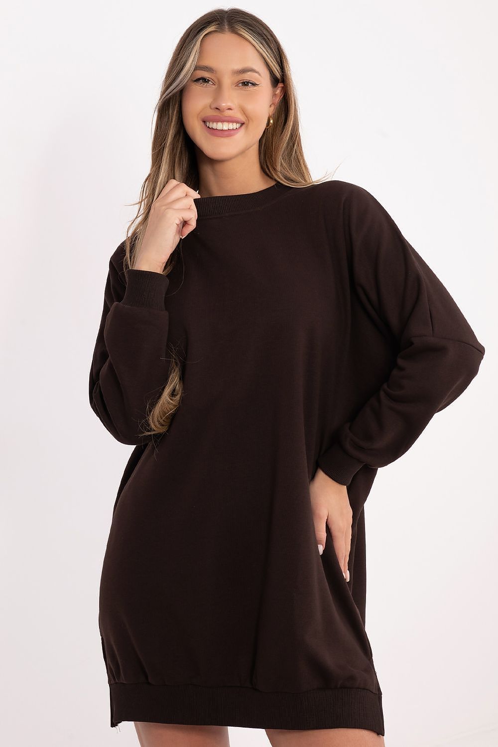 Damen Oversized Alltagskleid von Relevance braun Vorne