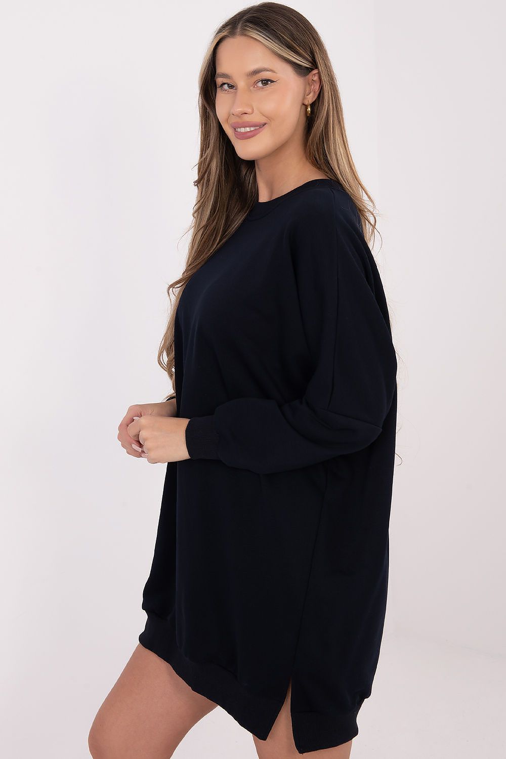 Damen Oversized Alltagskleid von Relevance marineblau Seitenansicht