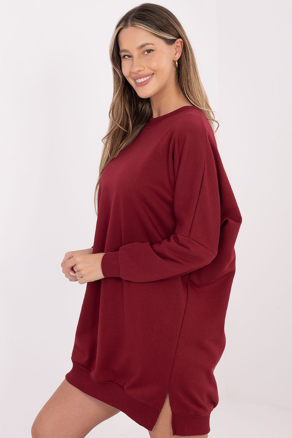 Damen Oversized Alltagskleid von Relevance rot Seitenansicht