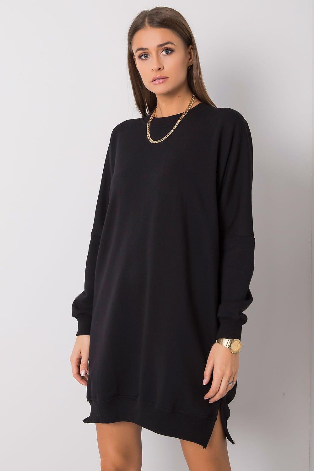 Damen Oversized Alltagskleid von Relevance schwarz Vorderansicht