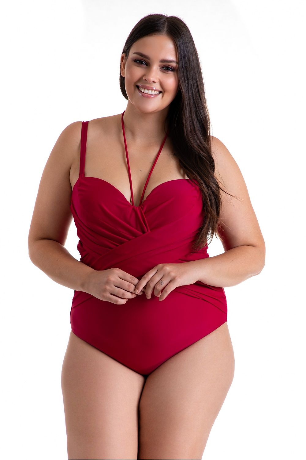 Damen Plus-Size Badeanzug von Barontex rot