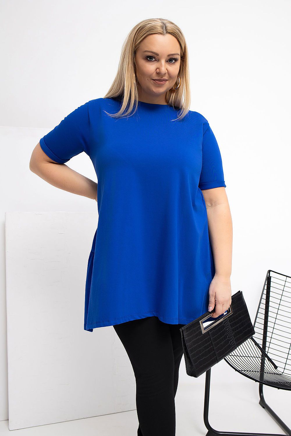 Damen Plus-Size Tunika mit zarter Rüsche von Relevance blau Vorne