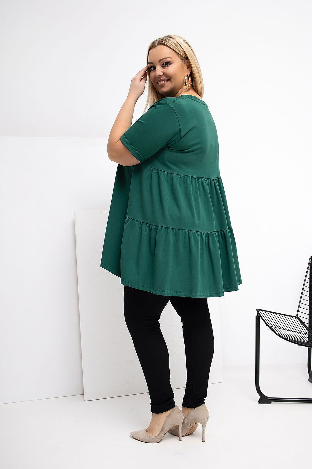 Damen Plus-Size Tunika mit zarter Rüsche von Relevance grün Seitenansicht