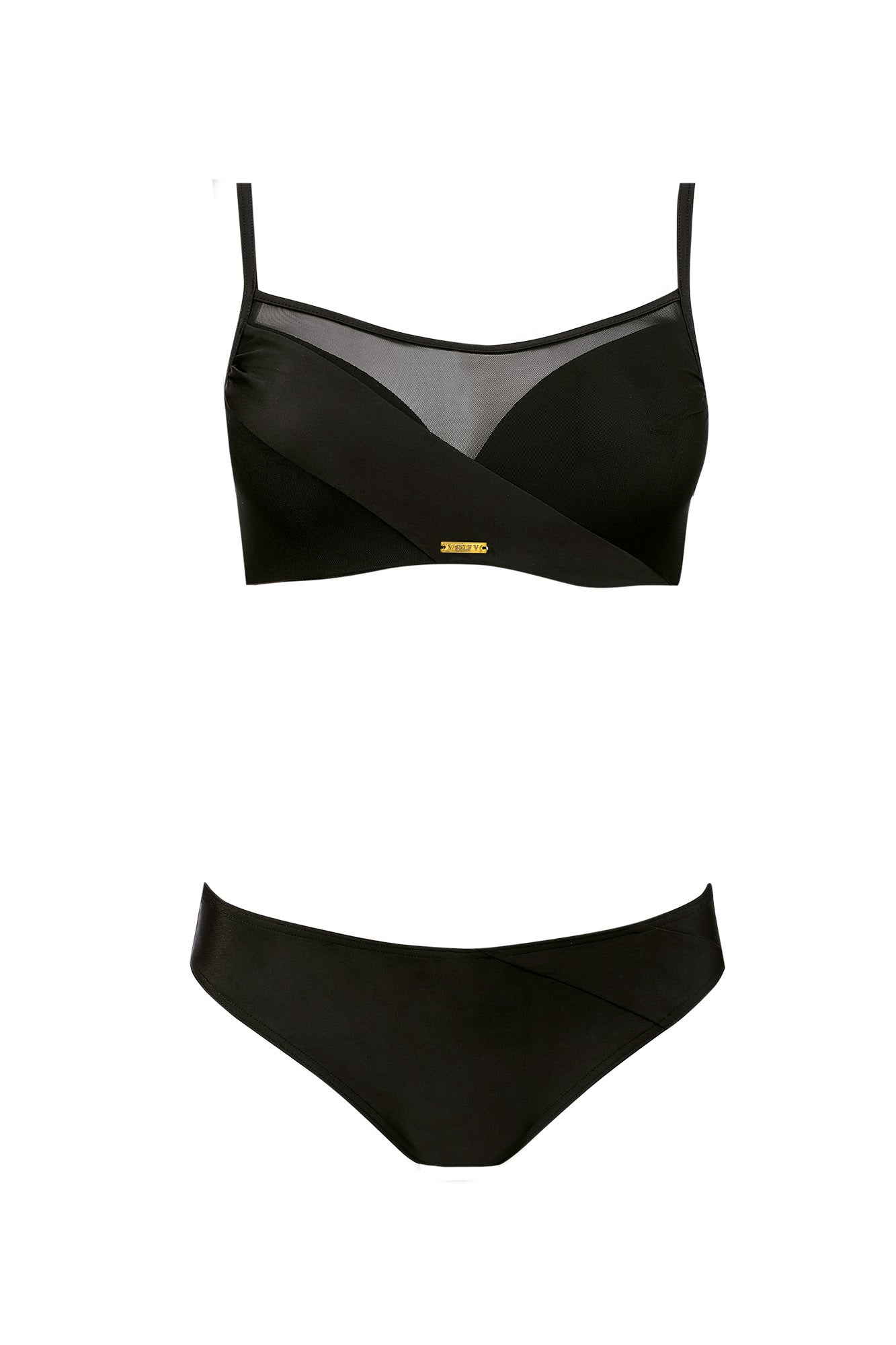 Damen Self Bikini mit gepolsterten Cups und Bügel von Barontex schwarz Vorderseite
