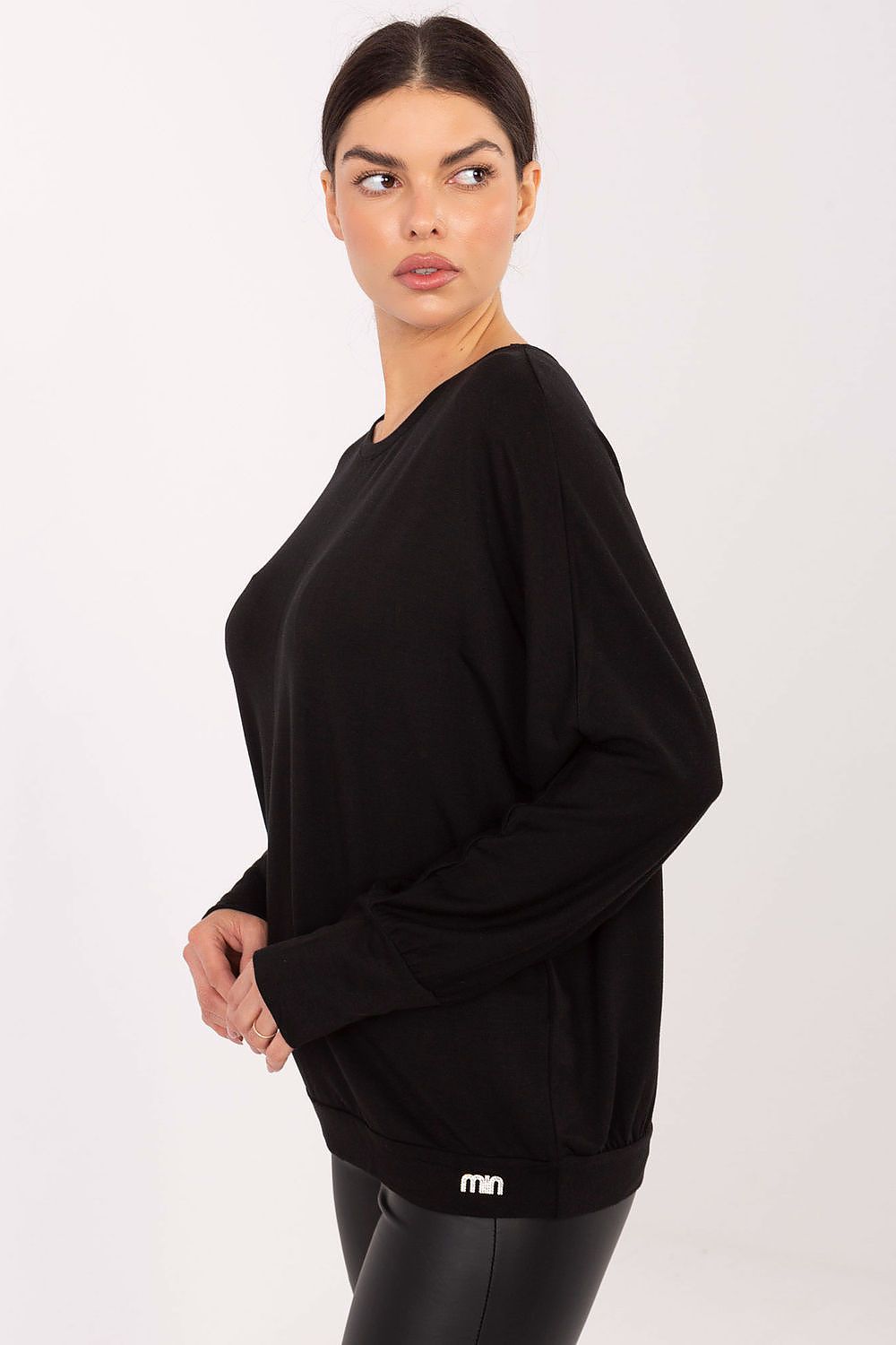 Damen Shirt mit Batwings Ärmel von Relevance schwarz Seitenansicht
