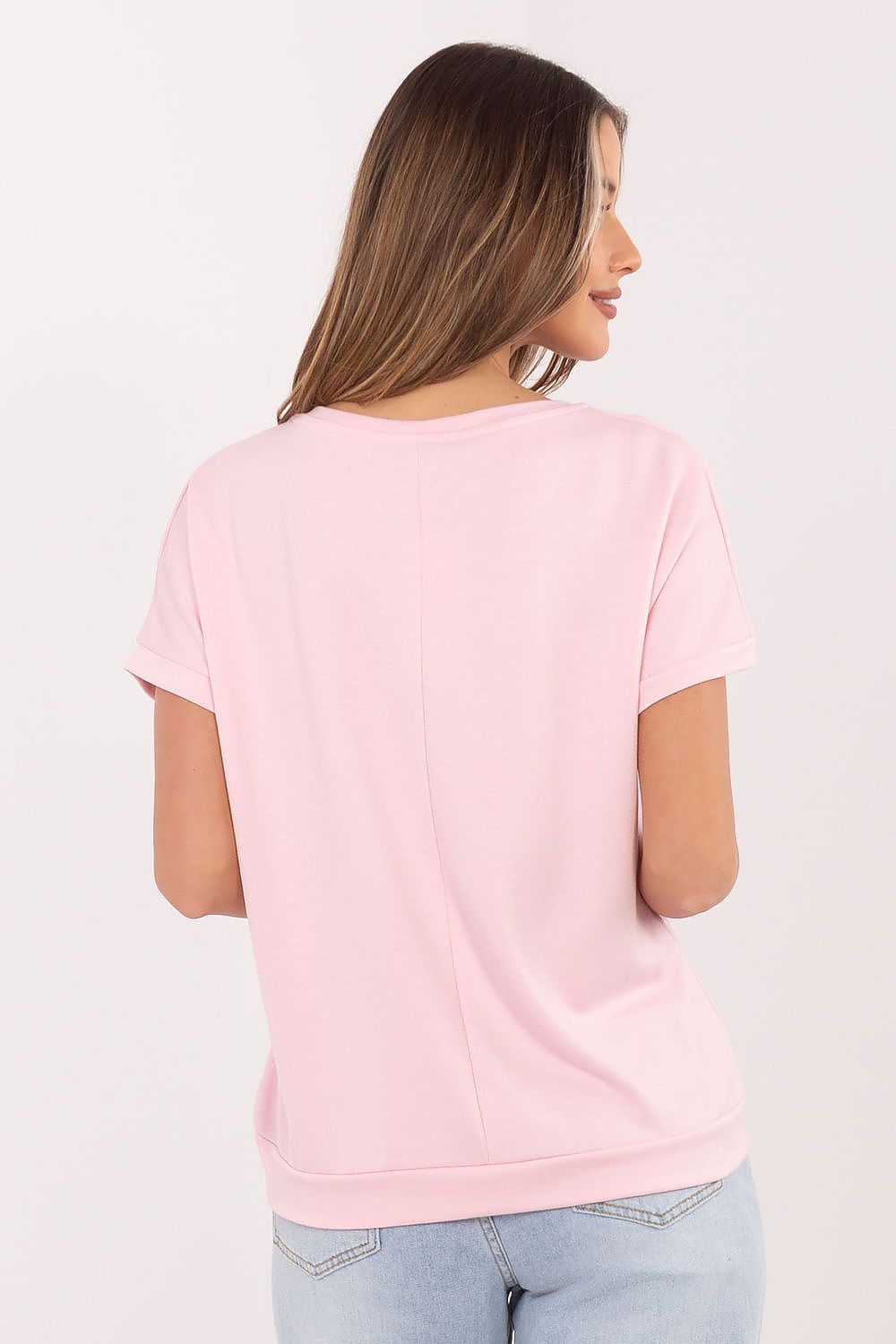 Damen Shirt mit V-Ausschnitt von Relevance rosa Rückseite