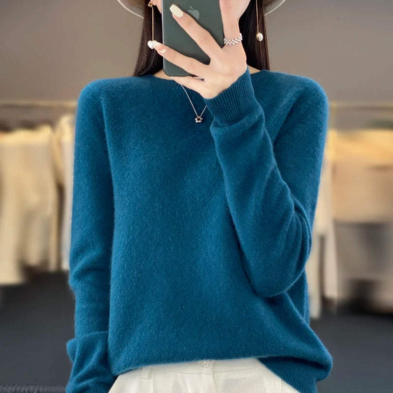 Damen Strickpullover aus 100 % reiner Merinowolle