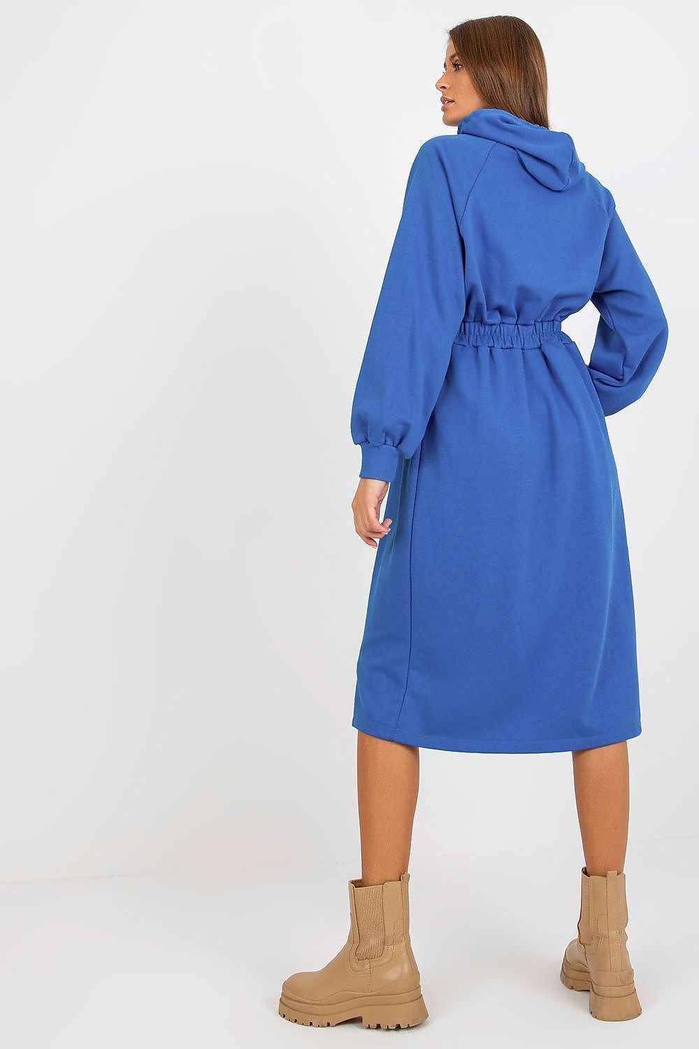 Damen Sweater Kleid mit Kapuze Alltagskleid Relevance blau Rückseite
