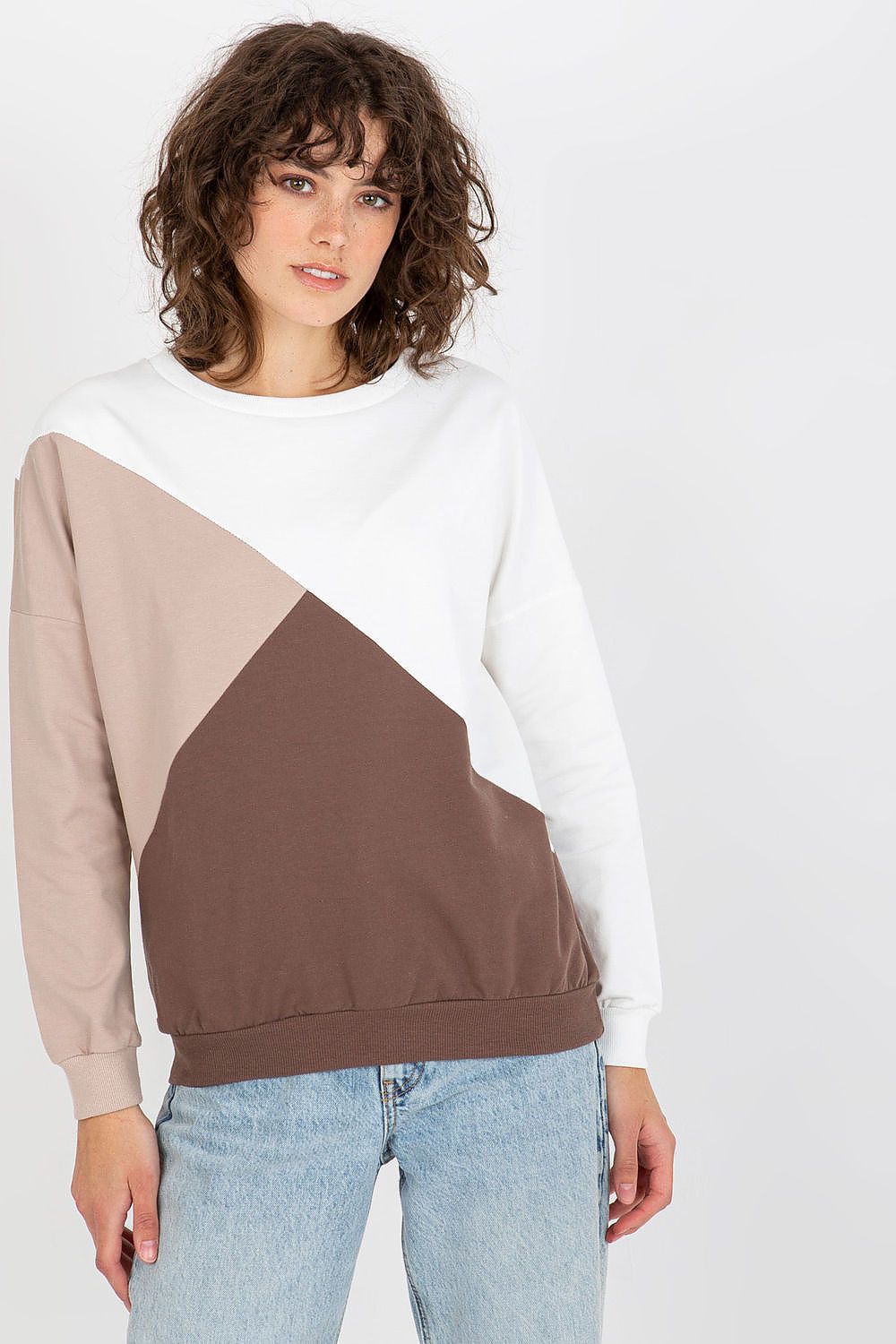 Damen Sweatshirt Rundhals Lange Ärmel – Casual Alltag Relevance braun Vorderansicht
