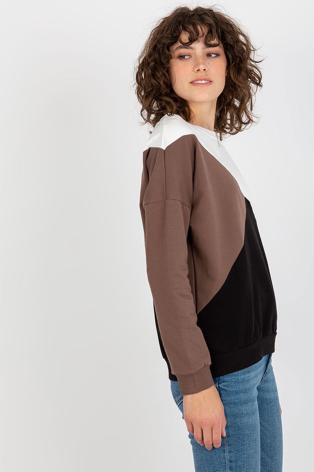 Damen Sweatshirt Rundhals Lange Ärmel – Casual Alltag Relevance schwarz Seitenansicht