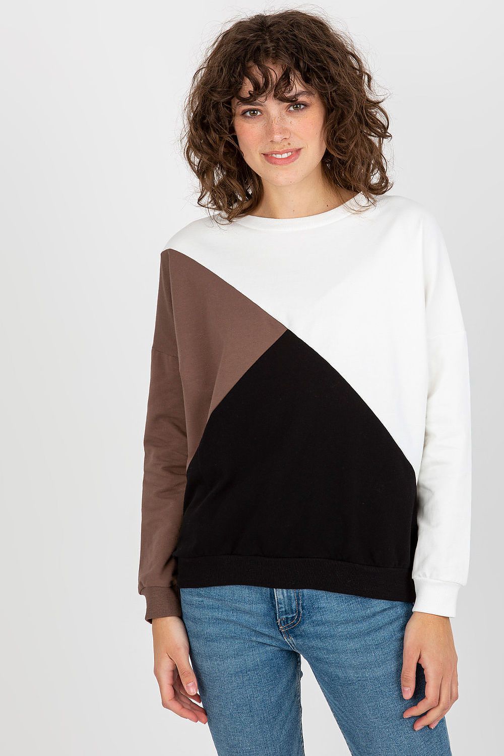 Damen Sweatshirt Rundhals Lange Ärmel – Casual Alltag Relevance schwarz Vorderseite