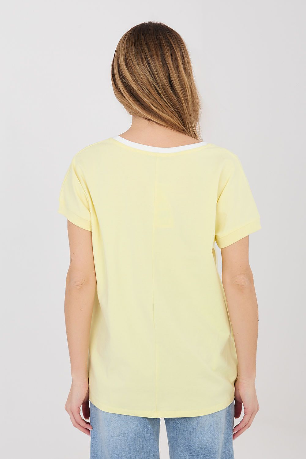Damen T-Shirt "Chocolate" von Relevance gelb Rückseite