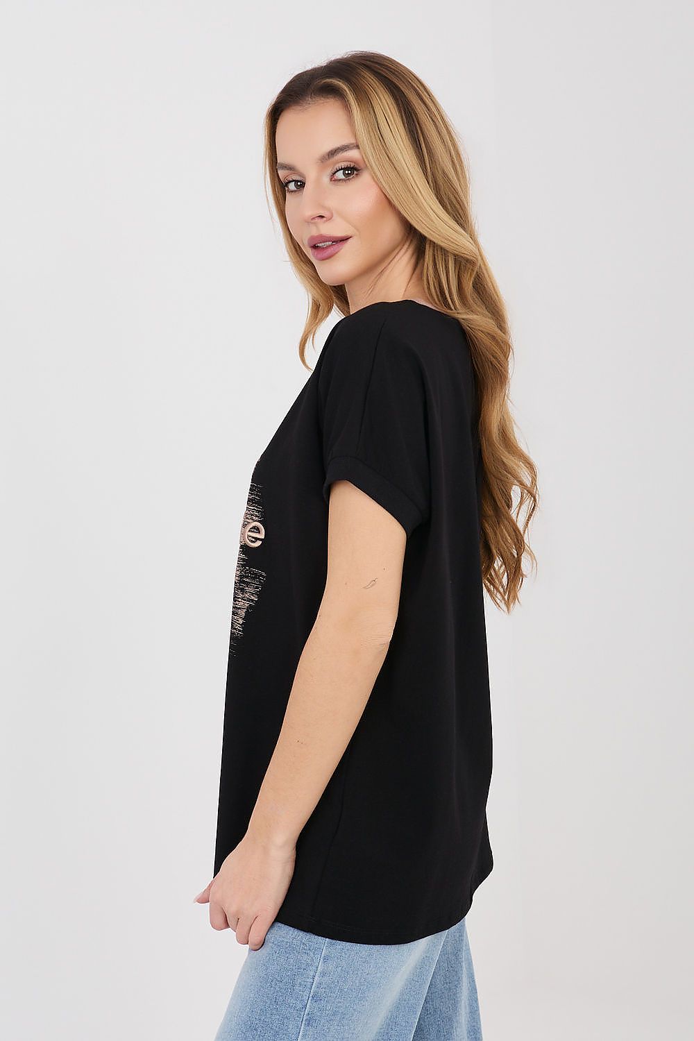Damen T-Shirt "Chocolate" von Relevance schwarz Seitenansicht