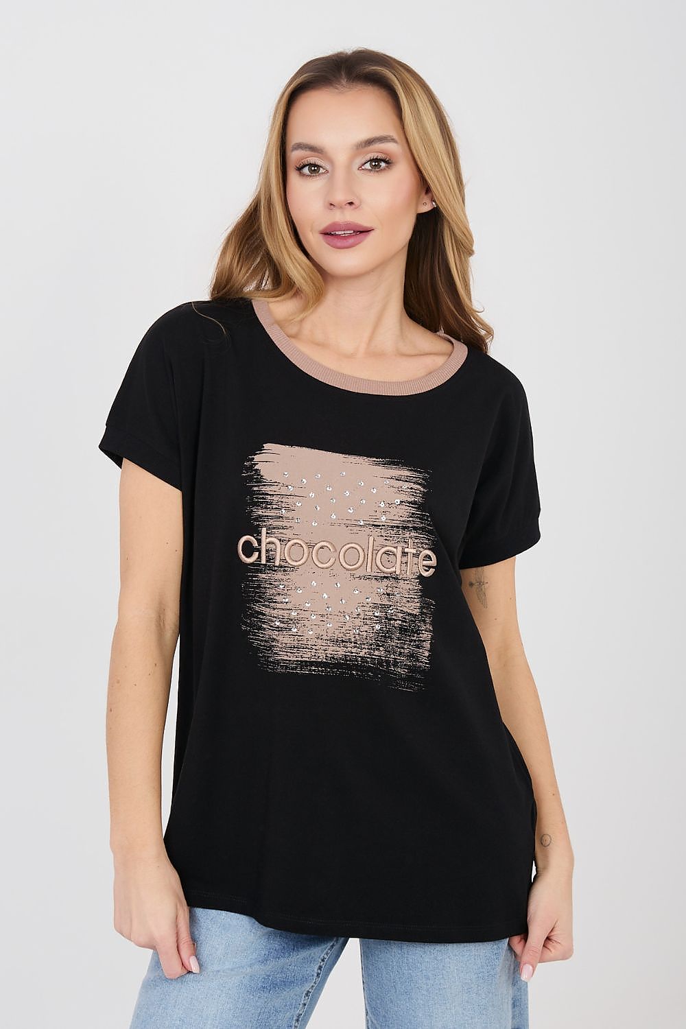 Damen T-Shirt "Chocolate" von Relevance schwarz Vorderseite