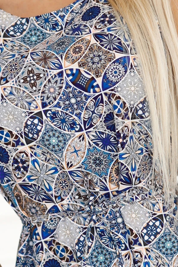 Damen Trapez Alltagskleid Minikleid von Numoco blaumix Ausschnitt